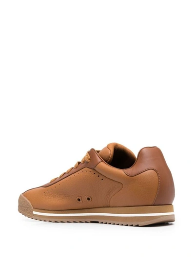 Shop Ferragamo Salvatore  Men's Brown Leather Sneakers