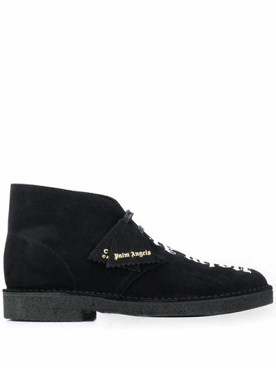 Shop Palm Angels Men's Black Leather Ankle Boots