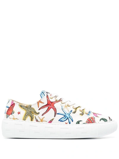 Shop Versace Men's White Cotton Sneakers