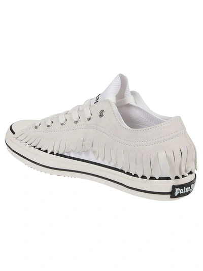 Shop Palm Angels Men's White Leather Sneakers