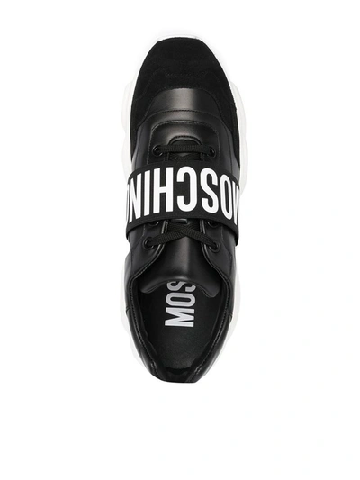 Shop Moschino Men's Black Leather Sneakers