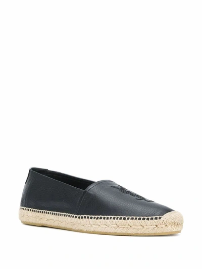 Shop Saint Laurent Men's Black Leather Espadrilles