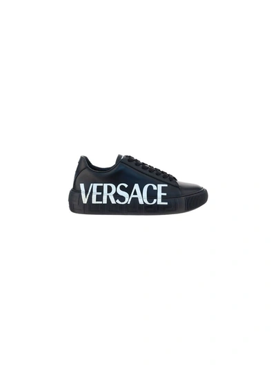 Versace Men's Black Leather Sneakers | ModeSens