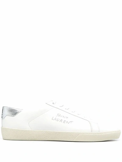 Shop Saint Laurent Men's White Leather Sneakers