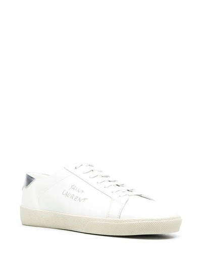 Shop Saint Laurent Men's White Leather Sneakers