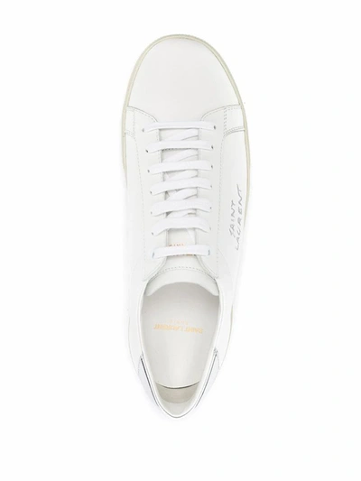 Shop Saint Laurent Men's White Leather Sneakers