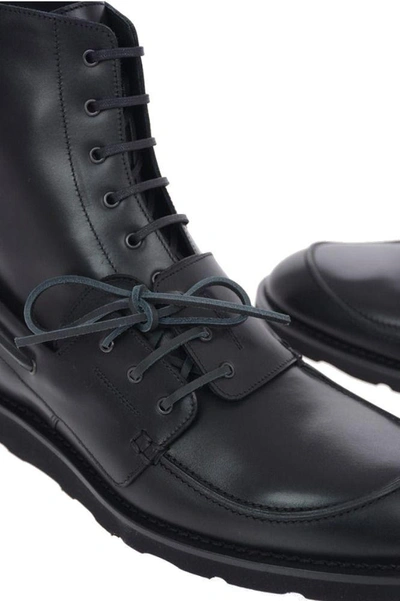 Shop Maison Margiela Men's Blue Leather Ankle Boots