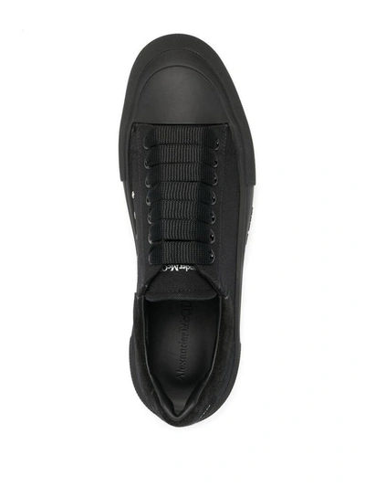 Shop Alexander Mcqueen Men's Black Cotton Sneakers