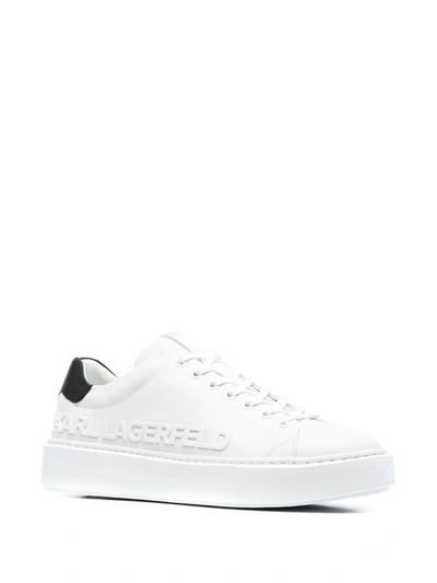 Shop Karl Lagerfeld Men's White Leather Sneakers