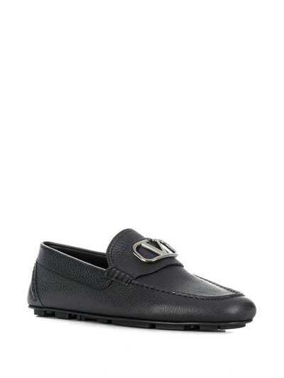 Shop Valentino Garavani Men's Black Leather Loafers