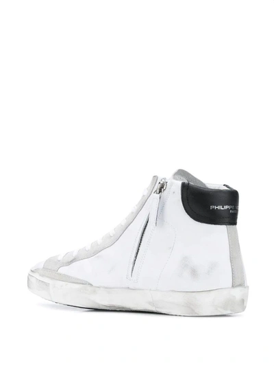 Shop Philippe Model Men's White Leather Hi Top Sneakers