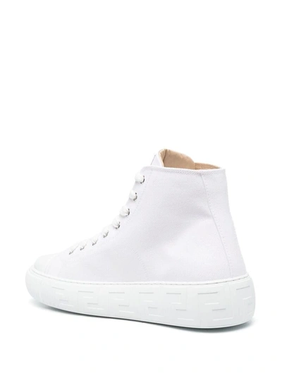 Shop Versace Men's White Cotton Hi Top Sneakers