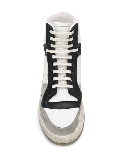 Shop Saint Laurent Men's Multicolor Leather Hi Top Sneakers