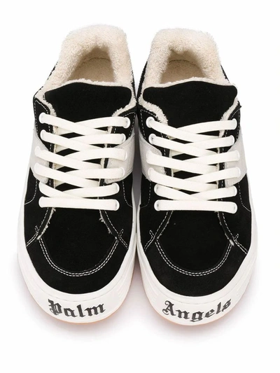 Shop Palm Angels Men's Black Leather Sneakers