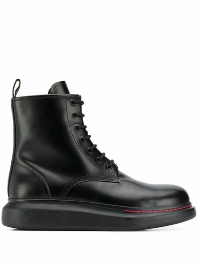 Shop Alexander Mcqueen Men's Black Leather Ankle Boots