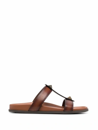Shop Valentino Garavani Men's Brown Leather Sandals