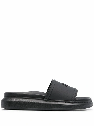 Shop Alexander Mcqueen Men's Black Rubber Sandals