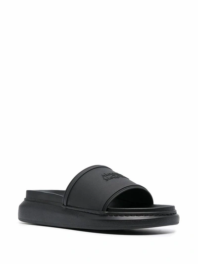 Shop Alexander Mcqueen Men's Black Rubber Sandals