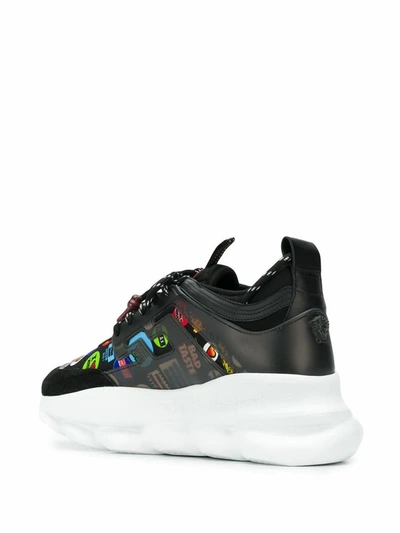 Shop Versace Men's Black Leather Sneakers