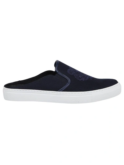 Shop Kenzo Men's Blue Cotton Slip On Sneakers