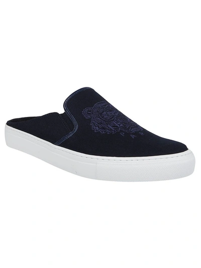 Shop Kenzo Men's Blue Cotton Slip On Sneakers