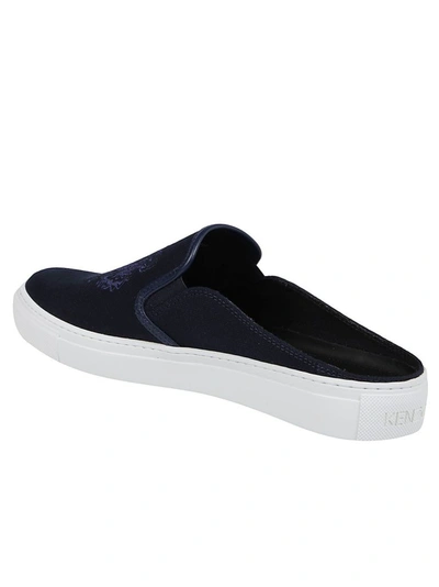 Shop Kenzo Men's Blue Cotton Slip On Sneakers