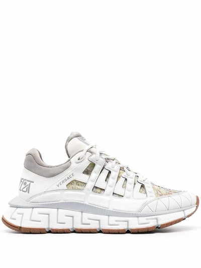 Shop Versace Men's White Leather Sneakers