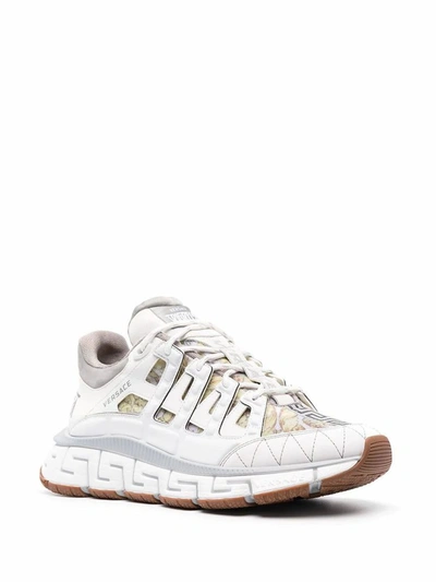 Shop Versace Men's White Leather Sneakers