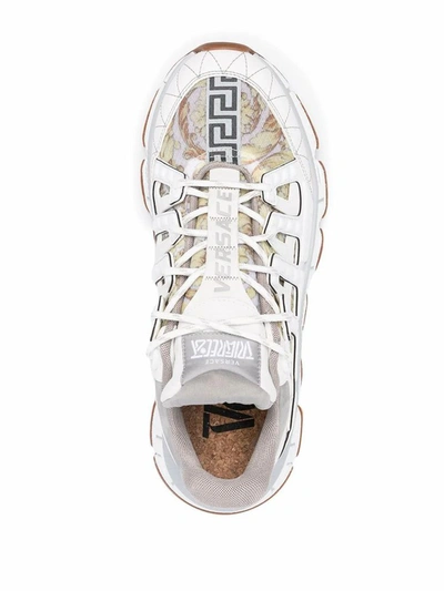 Shop Versace Men's White Leather Sneakers