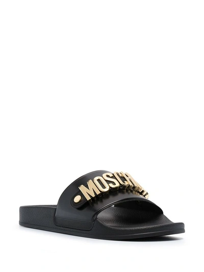 Shop Moschino Men's Black Polyurethane Sandals