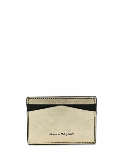 Shop Alexander Mcqueen Women's Gold Leather Card Holder