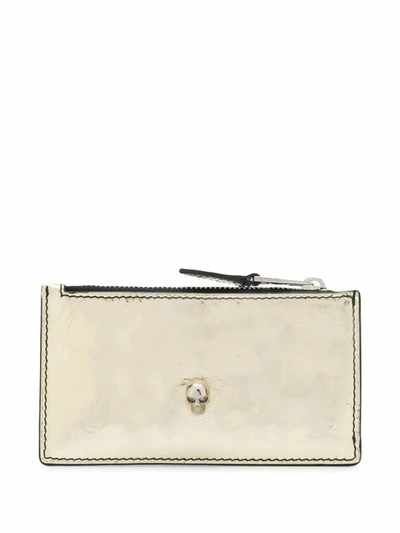 Shop Alexander Mcqueen Women's Gold Leather Card Holder