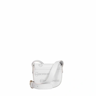 Shop Borbonese Women's White Leather Shoulder Bag