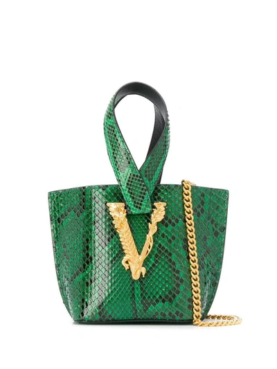 Shop Versace Women's Green Leather Handbag