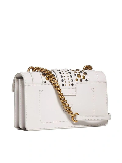 Shop Pinko Women's White Leather Shoulder Bag