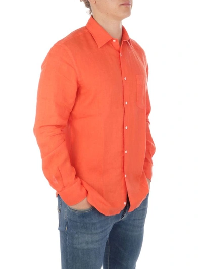 Shop Aspesi Men's Orange Linen Shirt