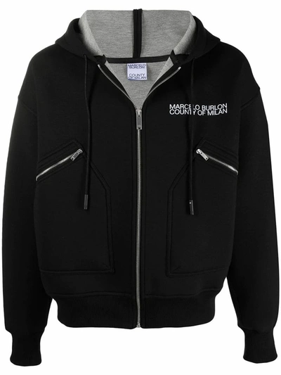 Shop Marcelo Burlon County Of Milan Marcelo Burlon Black Outerwear Jacket