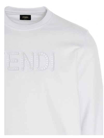 Shop Fendi Men's White Cotton Sweatshirt