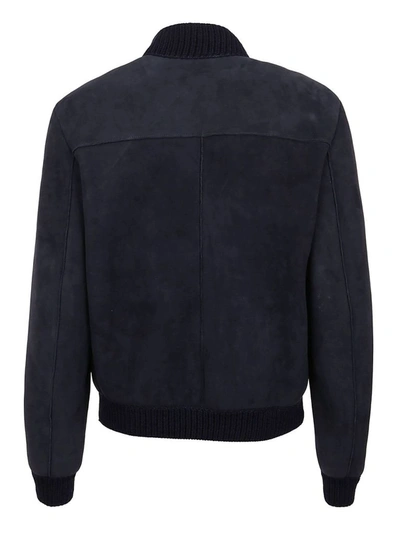 Shop Salvatore Santoro Men's Blue Suede Outerwear Jacket