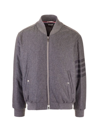 Shop Thom Browne Men's Grey Other Materials Outerwear Jacket
