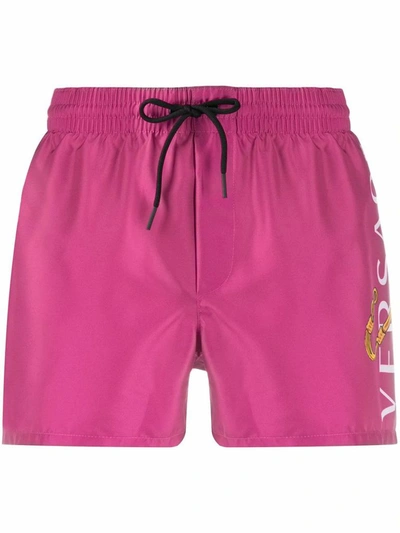 Shop Versace Men's Fuchsia Polyester Trunks