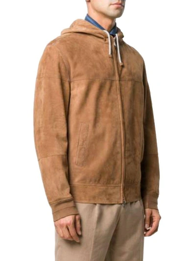 Shop Brunello Cucinelli Men's Brown Leather Outerwear Jacket