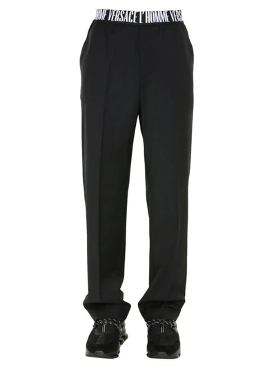 Shop Versace Men's Black Wool Pants