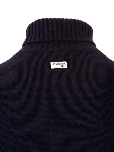 Shop Fay Men's Blue Wool Sweater
