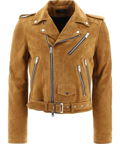 Shop Amiri Men's Beige Leather Outerwear Jacket