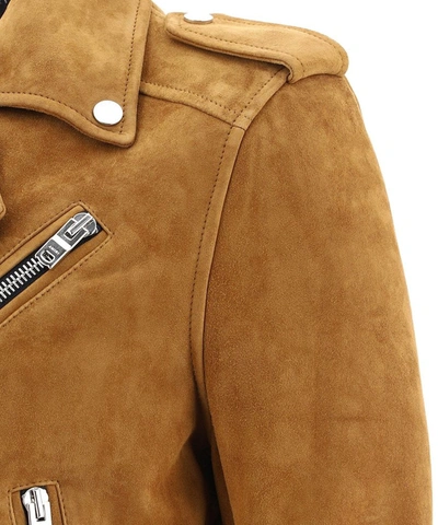 Shop Amiri Men's Beige Leather Outerwear Jacket
