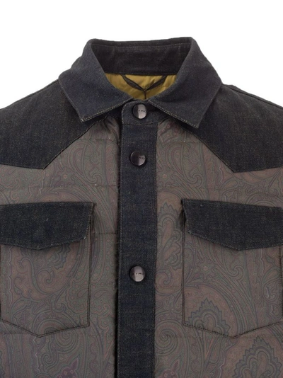Shop Etro Men's Grey Polyamide Down Jacket