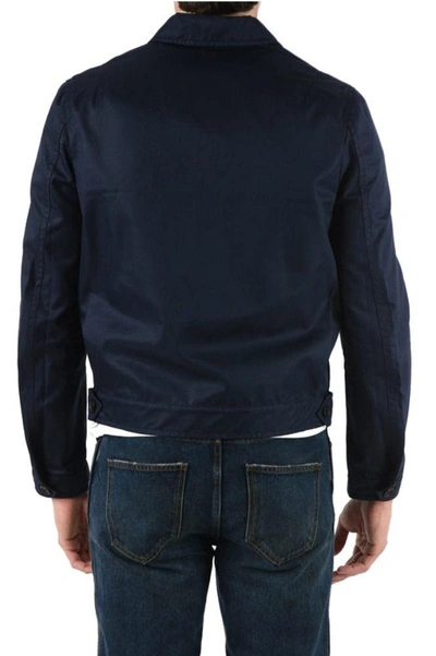 Shop Prada Men's Blue Cotton Outerwear Jacket