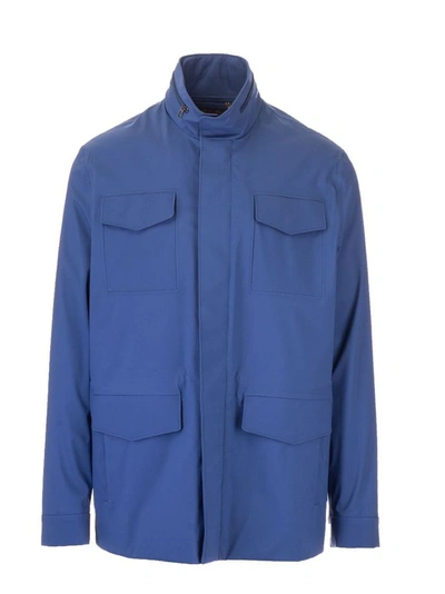 Shop Loro Piana Men's Blue Polyester Outerwear Jacket