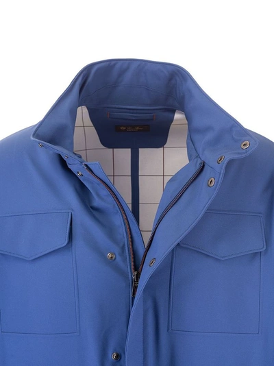 Shop Loro Piana Men's Blue Polyester Outerwear Jacket